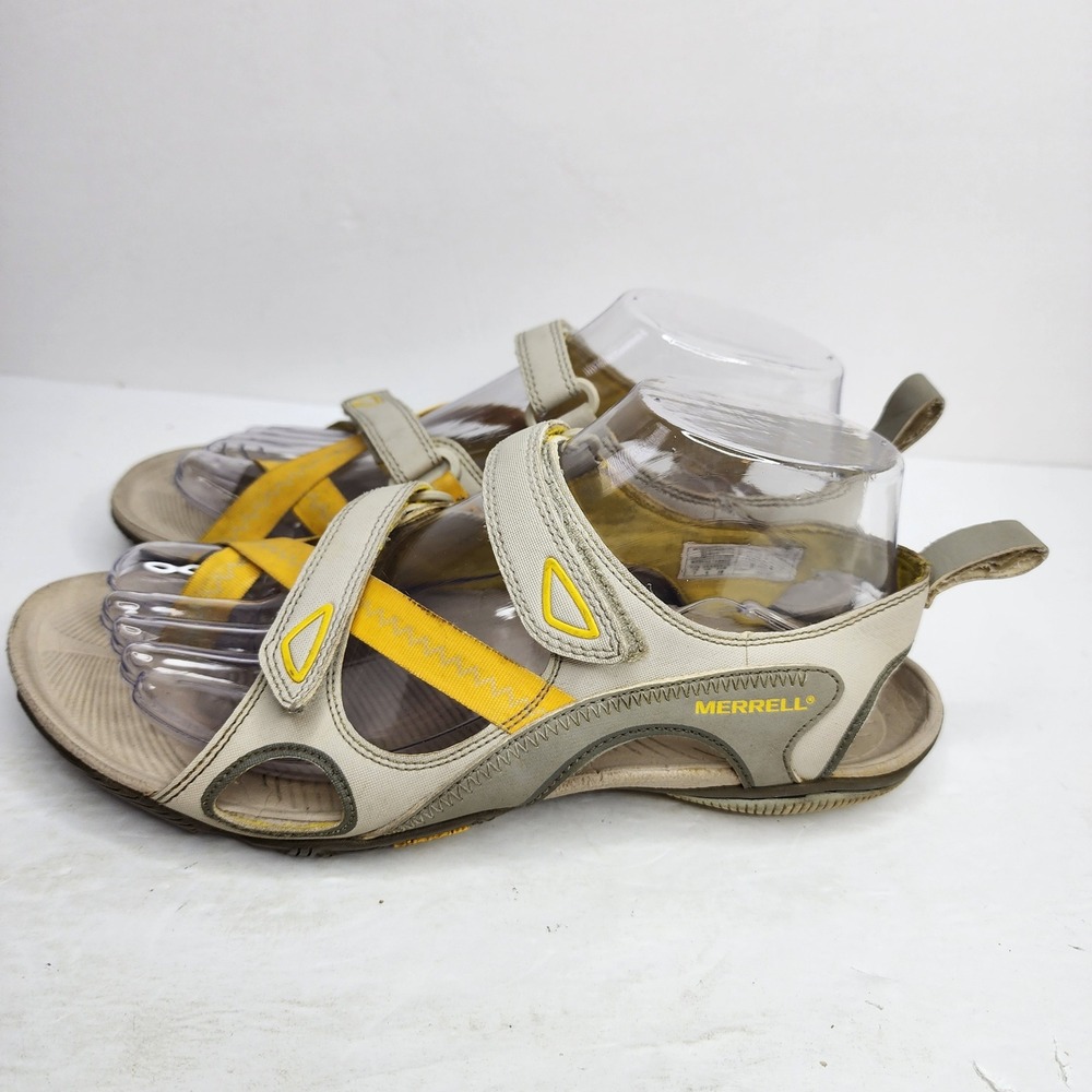 Merrell Barefoot Hylidae Wrap Sandals Womens Size 7 Grey Yellow Vibram Hiking